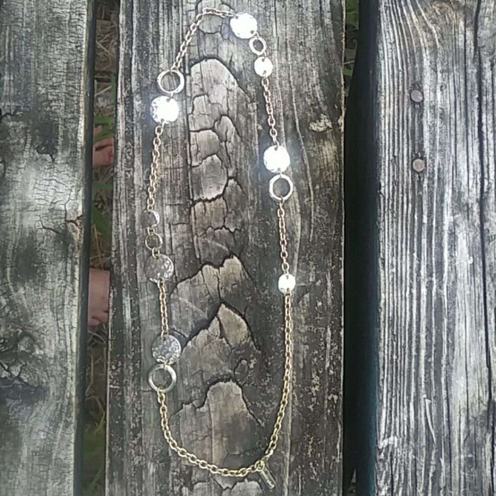 🌺 Apostrophe Gold Chain Dented Discs & Circles